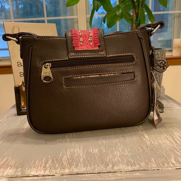 Montana West pink dark brown buckle and rhinestone crossbody NWT - Picture 12 of 16